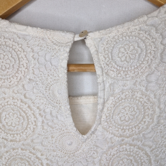 Ella Moss Cream Floral Embroidered Tank Babydoll Dress Size Medium - Picture 5 of 14